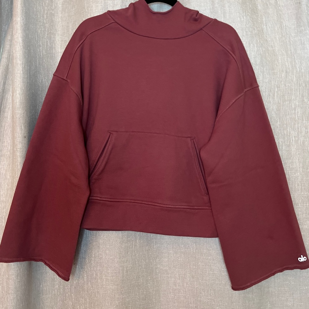 Alo Yoga Rose Pink Low Key Hoodie With Wide Sleeve Size M